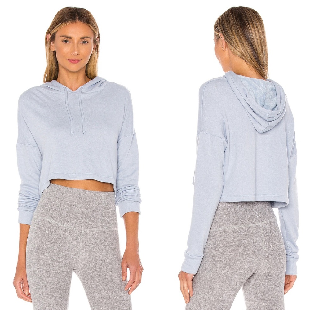 Beyond Yoga Wonders Never Fleece Super Cropped Hoodie in Blue Bells